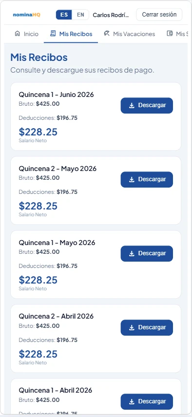 Portal NominaHQ — Mis Recibos
