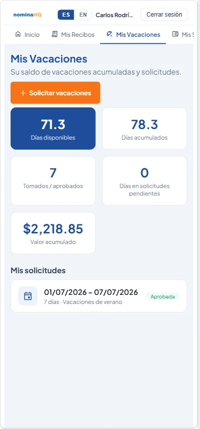 Portal NominaHQ — Mis Vacaciones