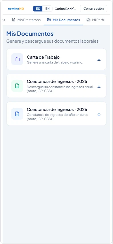Portal NominaHQ — Mis Documentos