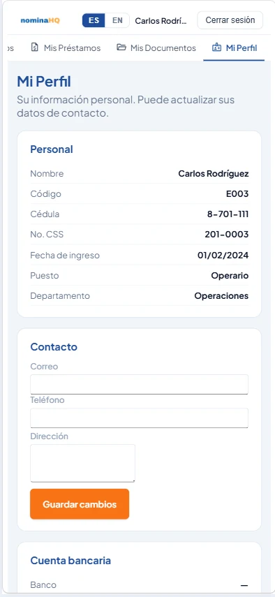 Portal NominaHQ — Mi Perfil